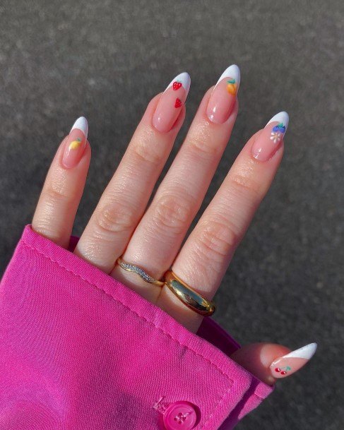 French Tip Ladies Fruit Nail Design Inspiration