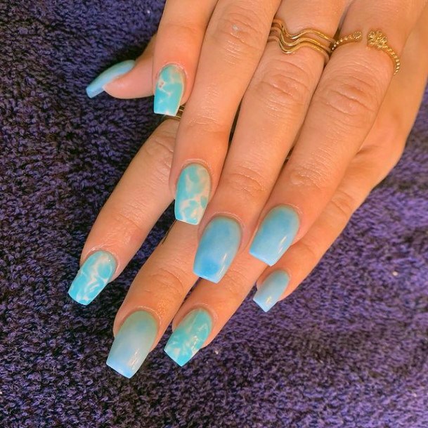 Fresh Blue Water Nails Women