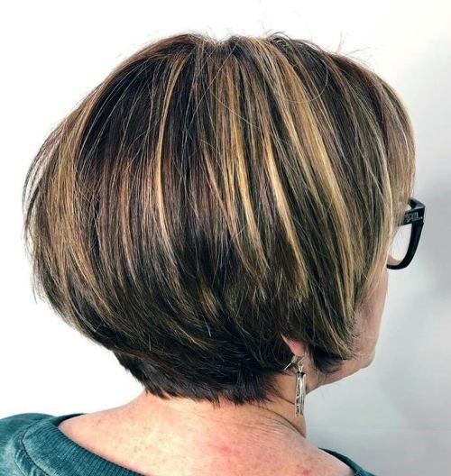 Fresh Dyed Highlights Smooth Bobhort Hairstyles For Women Over 60