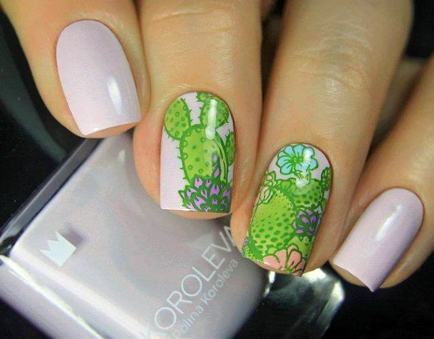 Fresh Lush Green Cactus Nails Women