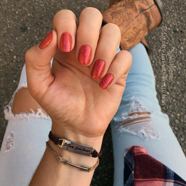 Fresh Red Orange Nails For Women