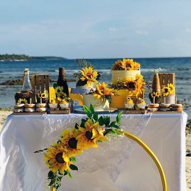 Fresh Sunflower Wedding Cakes Women