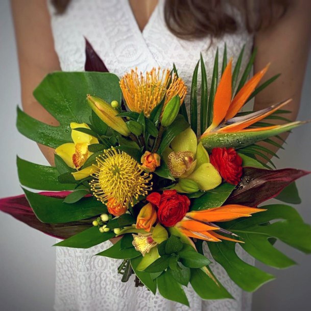 Fresh Tropical Wedding Green Flowers