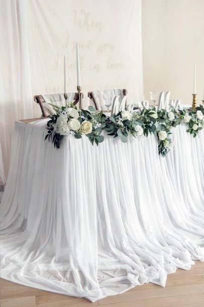 Frilly White Wedding Head Table Decor