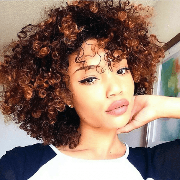 Frizzy Brown Short Curly Hairstyles For Black Women