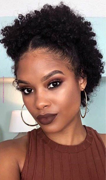 Front Pulled Back Mini Fro Natural Hairstyles For Black Women