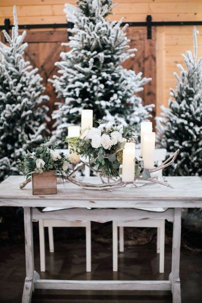 Frosted Tip Pinetree Winter Wedding Decorations