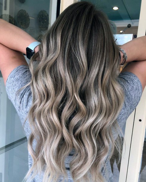 Frosty Waves Balayage Hairstyle Women