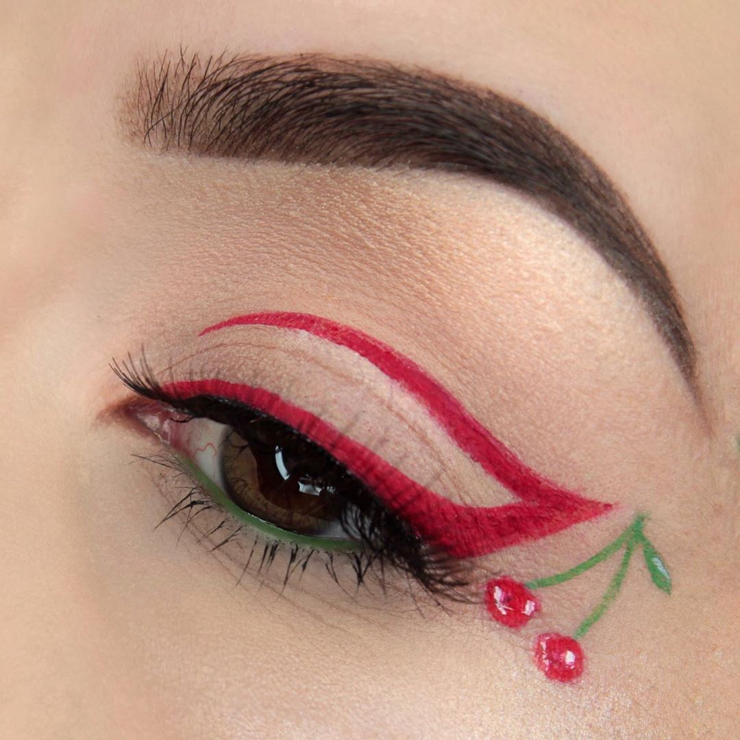 Fruits And Cherry Eyeliner Look For Women