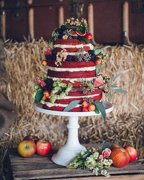 Fruity Abundance Red Velvet Wedding Cake