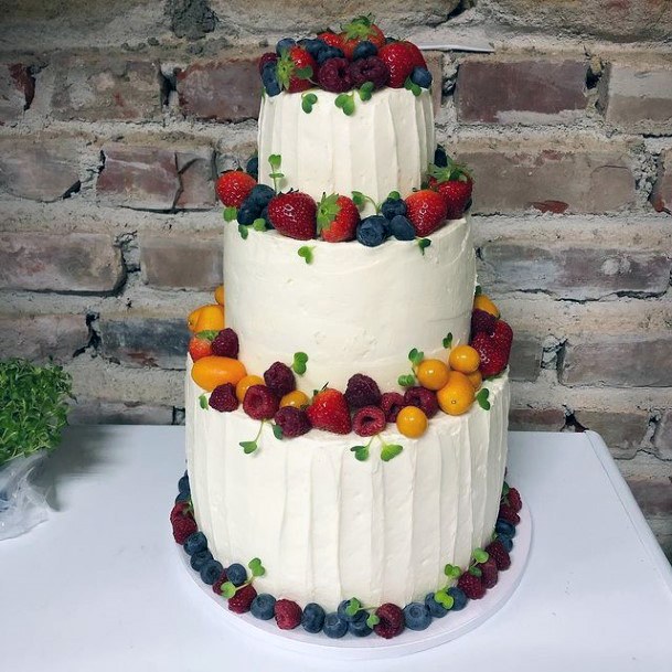 Fruity Borders Red Velvet Wedding Cake