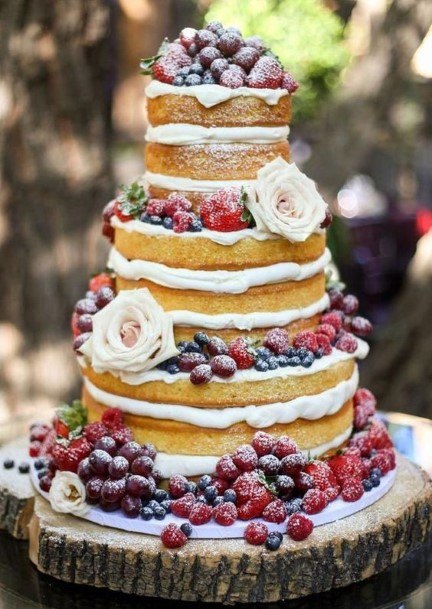 Fruity Country Wedding Cakes Naked