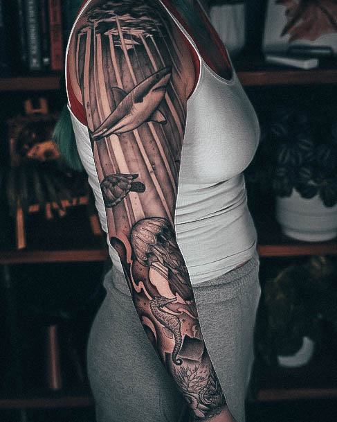 Full Sleeve Tattoo For Ladies