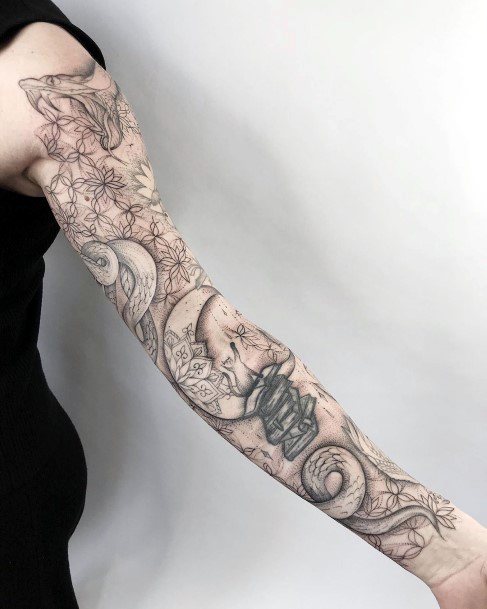 Full Sleeves Snake Tattoo Women