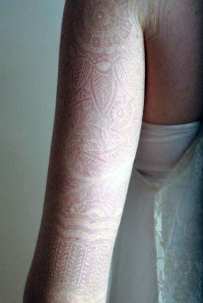 Full Sleeves White Ink Tattoo Women