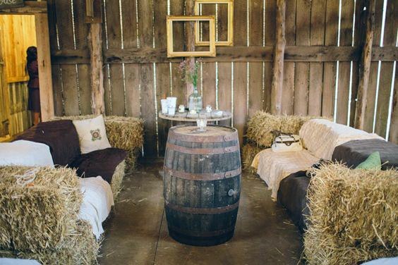Fun And Cozy Hay Bale Barn Lounge Country Wedding Ideas