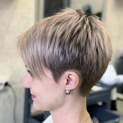 Fun Tapered Pixie Style Haircut For Blonde Women Any Age