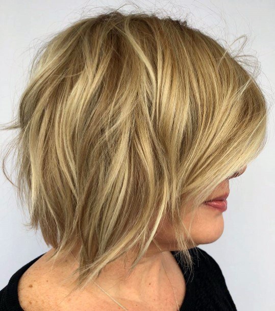 Fun Wavy Short Bob Medium Length Hairstyles For Women Over 50