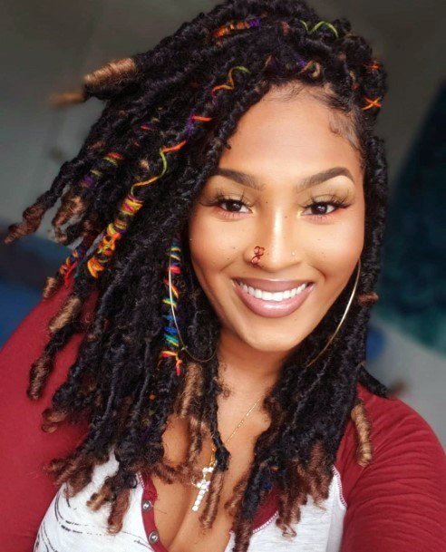 Funky Colored Accessorized Crochet Hairstyles For Black Women