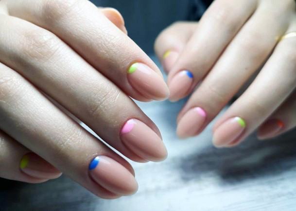 Funky Colored Cuticles Nude Shellac Nails For Women