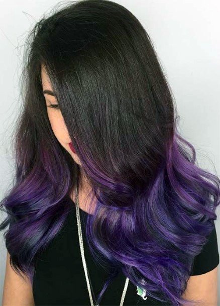 Funky Ombre Color Black To Violet Ends