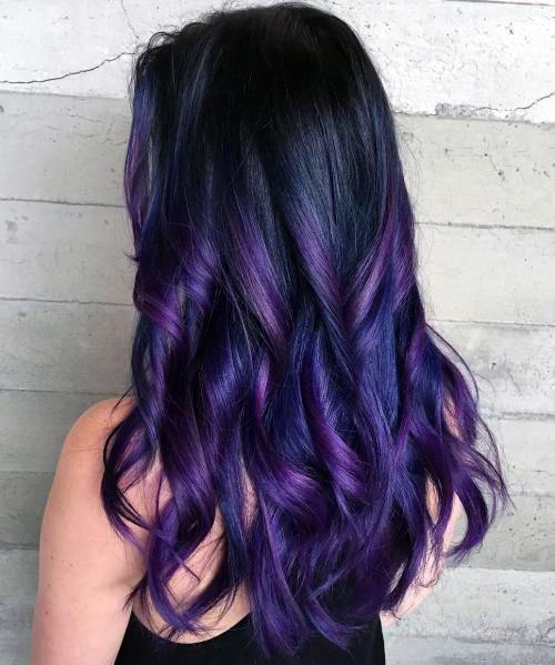 Funky Ombre Coloring Black To Purple Swirls