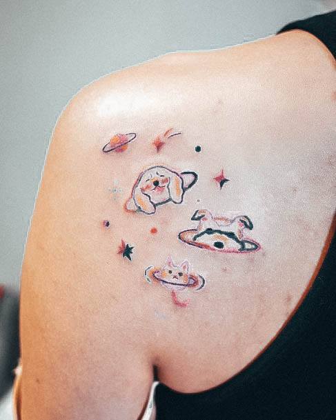 Galaxy Female Tattoo Designs Dogs Themed Shoulder