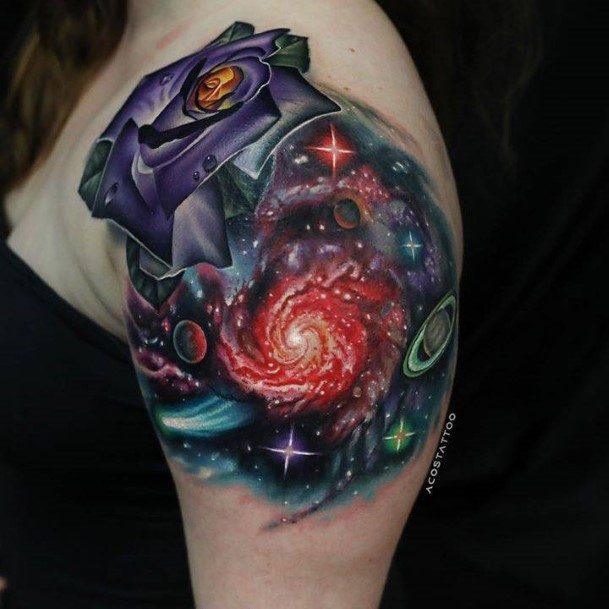 Galaxy Tattoos Feminine Ideas Shoulder Upper Arm