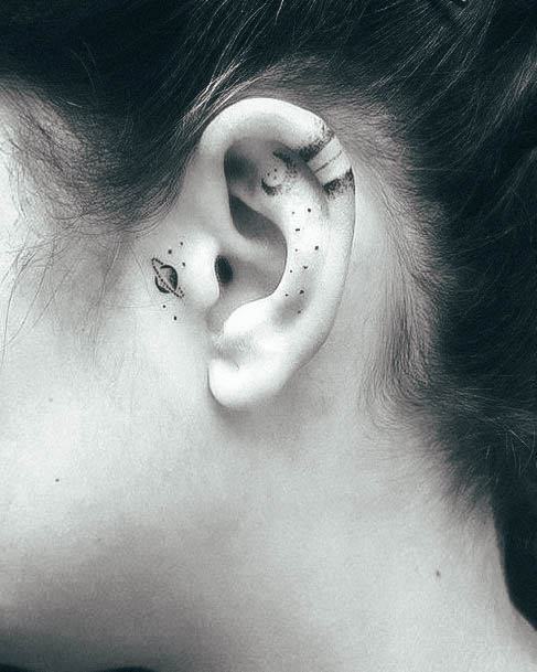 Galaxy Womens Tattoos Inner Ear