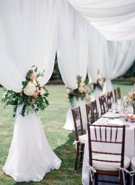 Gathered White Fabric Wedding Tent Decorations