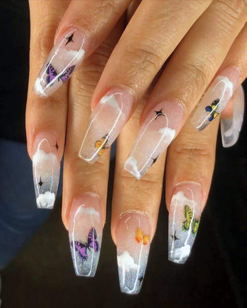 Gel Nails With Butterflies Women