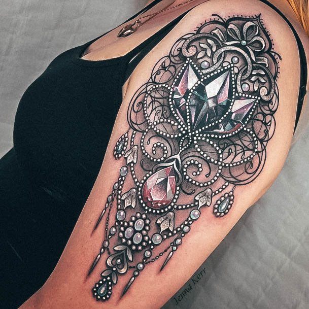 Gem Jewelry Themed Arm Astonishing Girly Tattoo For Girls