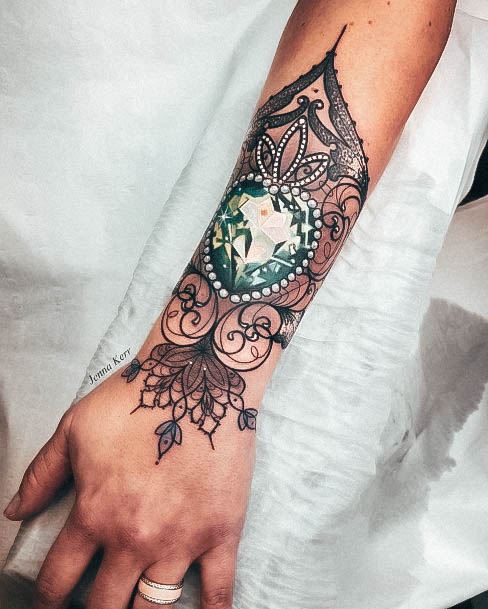 Gem Tattoo Feminine Designs Wrist Foreram Sleeve