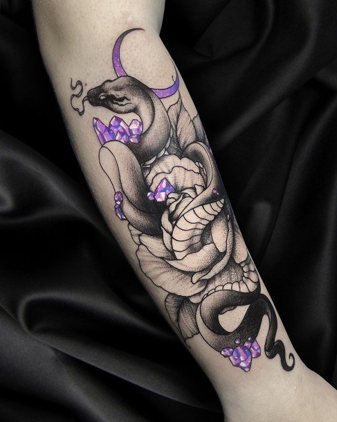 Gem Tattoo For Ladies Snake Purple