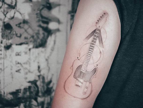Geometric Arm Ornate Tattoos For Females Guitar
