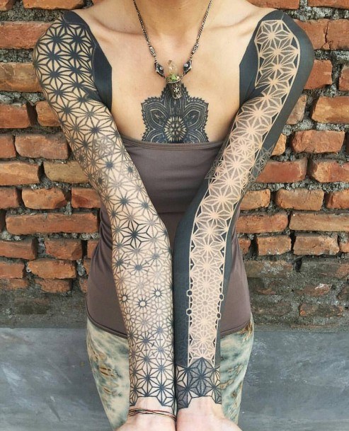 Geometric Art Tattoo Womens Sleeves