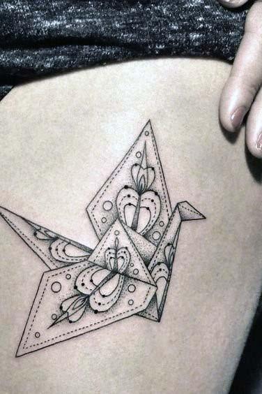 Geometric Card Origami Tattoo Women