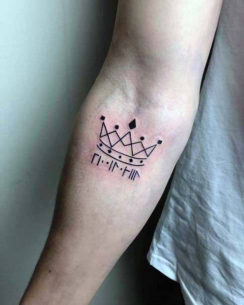 Geometric Crown Tattoo Womens Arms