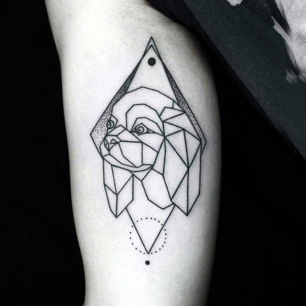 Geometric Dog Tattoo Womens Hands