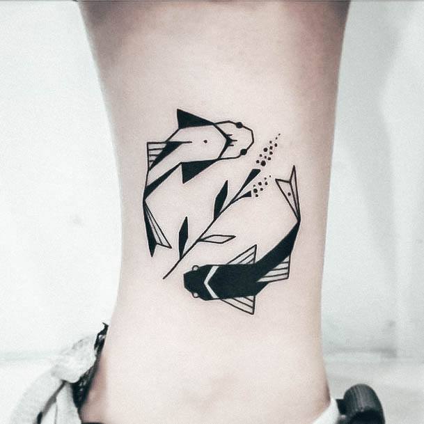Geometric Fish Small Womens Tattoo Ideas With Pisces Design