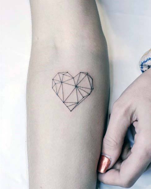 Geometric Heart Tattoo Women Hands