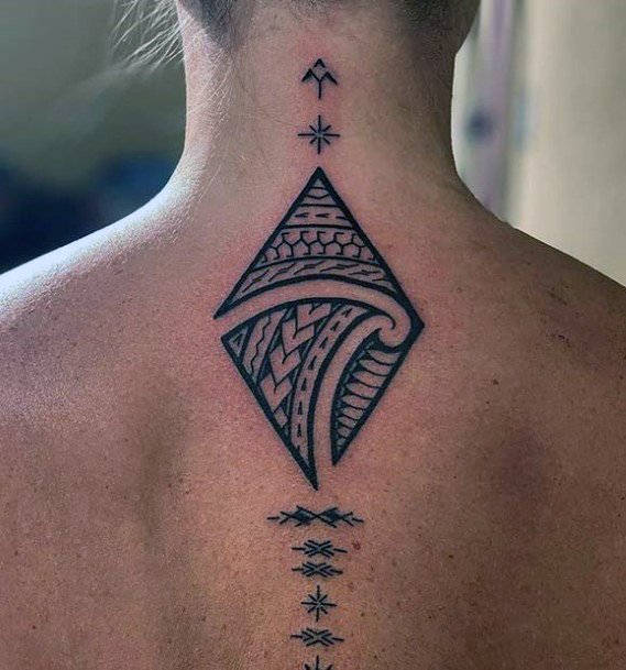 Geometric Tribal Tattoo Womens Back