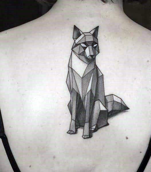 Geometric Wolf Tattoo Womens Back