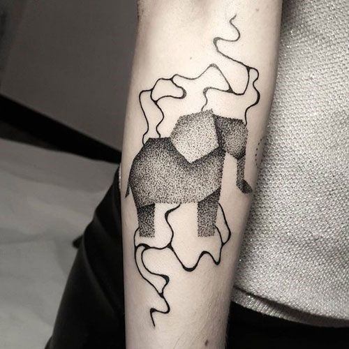 Geometrical Elephant Tattoo Womens Forearms