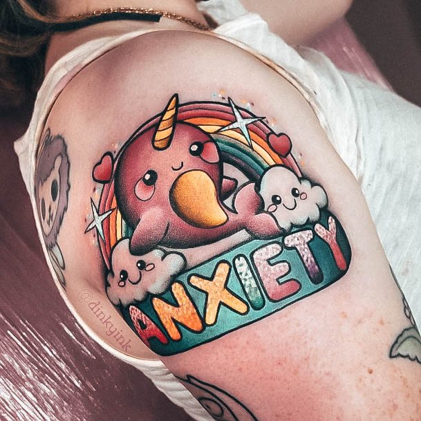 Georgeous Anxiety Tattoo On Girl