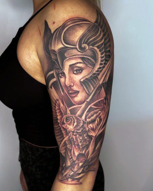 Georgeous Athena Tattoo On Girl