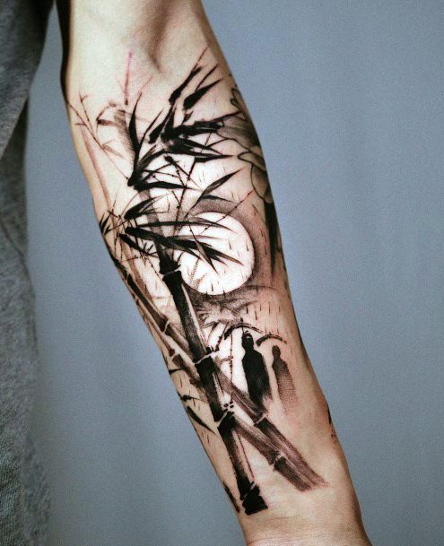 Georgeous Bamboo Tattoo On Girl