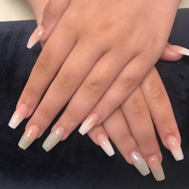 Georgeous Beige Ombre Nail On Girl