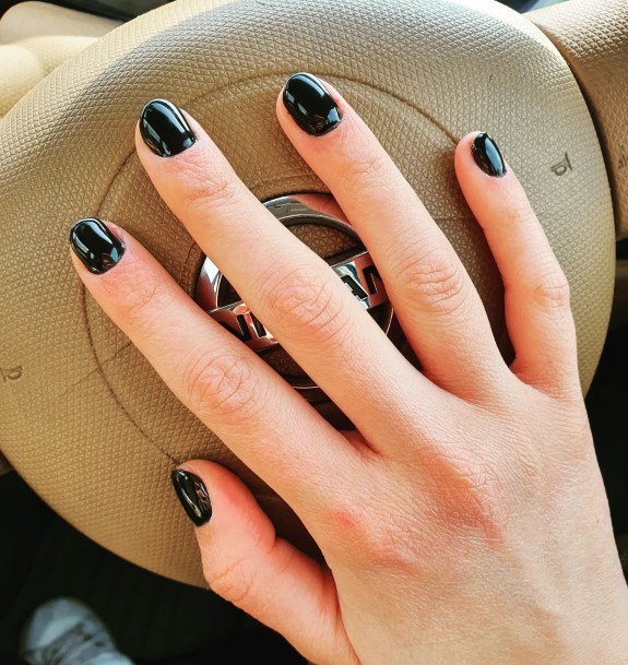 Georgeous Black Oval Nail On Girl