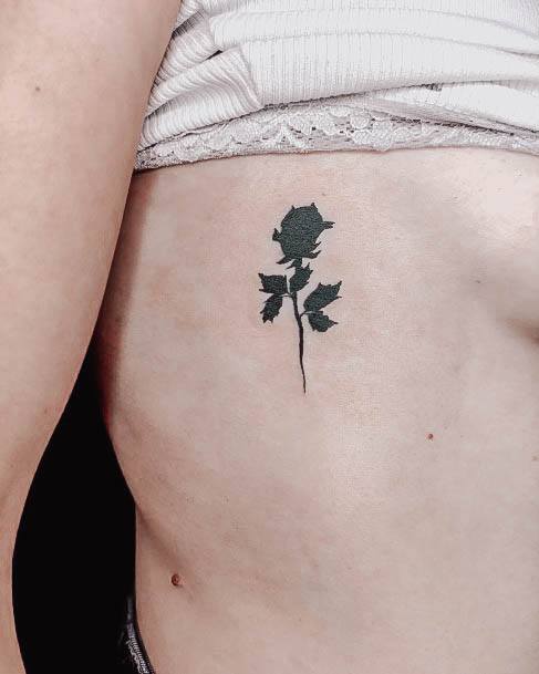 Georgeous Black Rose Tattoo On Girl